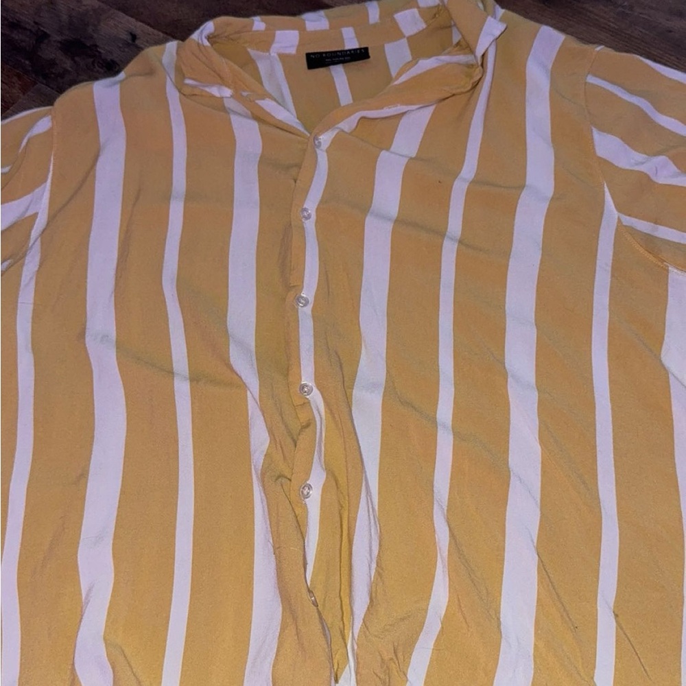 Yellow and White Striped Men's Shirt